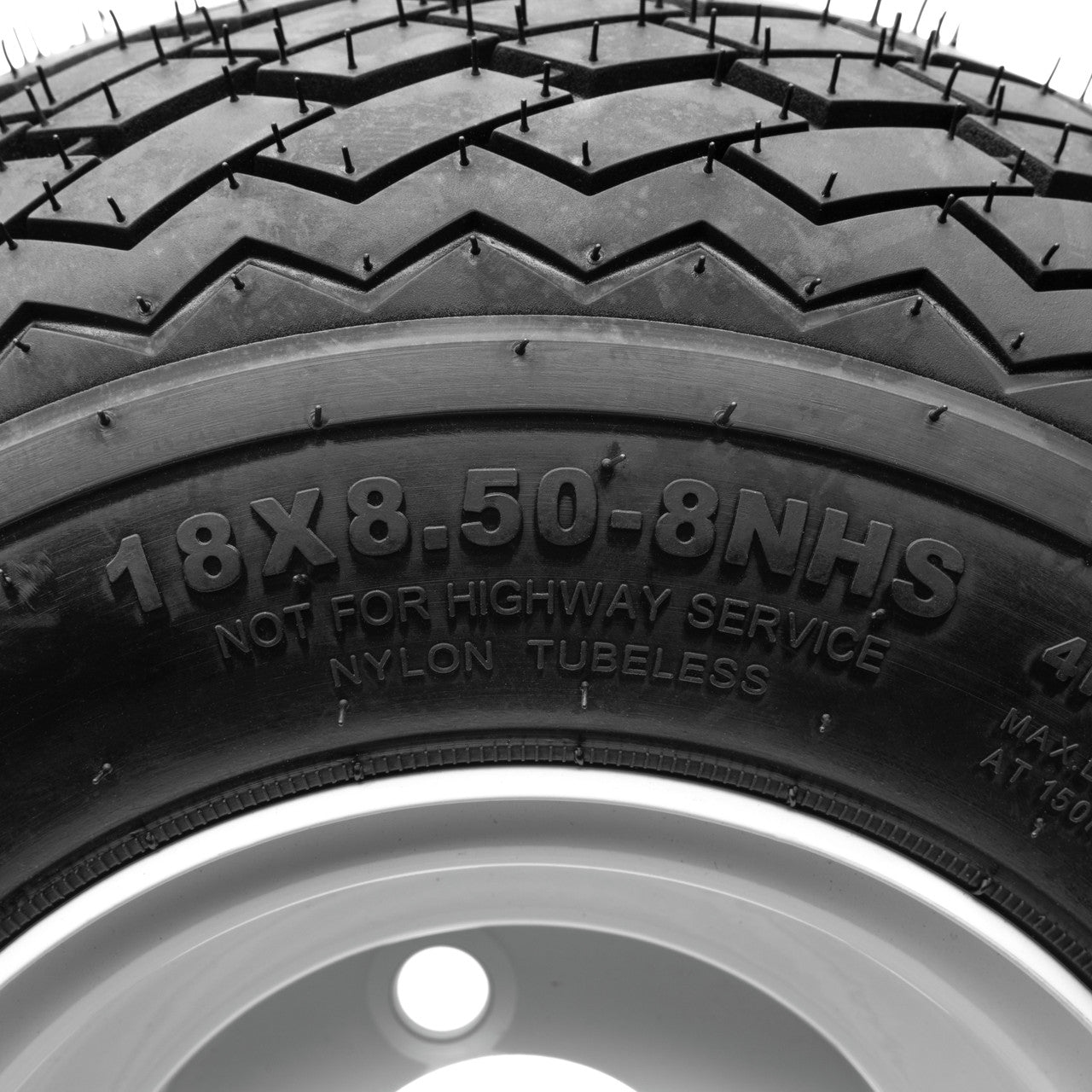 Arisun Turf Sail 18x8.5-8 Steel Wheel Glossy White & Tire Combo - Set of 4