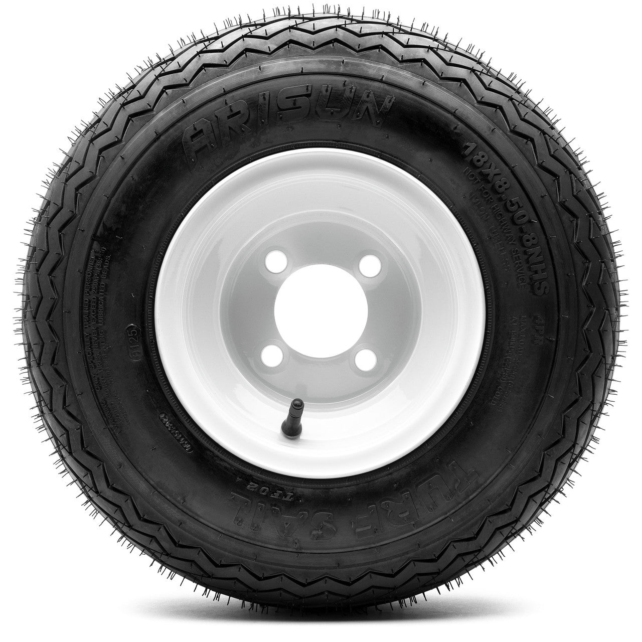 Arisun Turf Sail 18x8.5-8 Steel Wheel Glossy White & Tire Combo - Set of 4