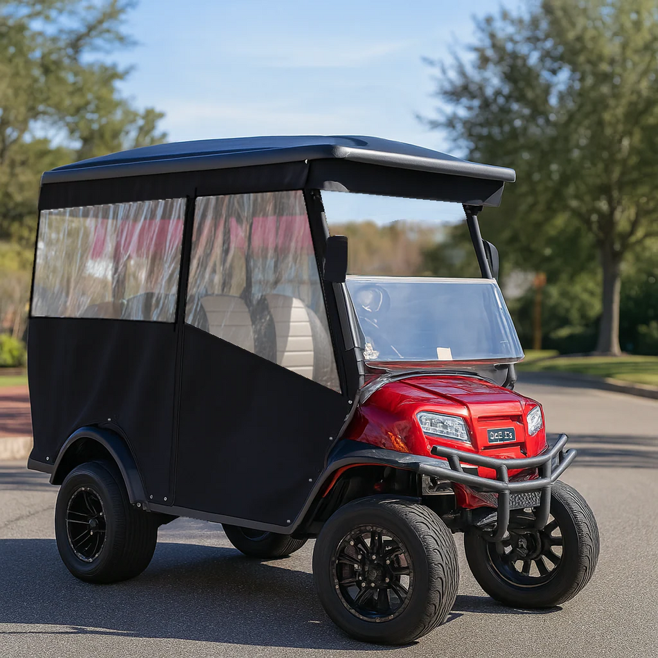 "Choose Your Cart" DoorWorks 4-Passenger Sunbrella Track-Style Enclosure Cover for Golf Carts - Extended Roof