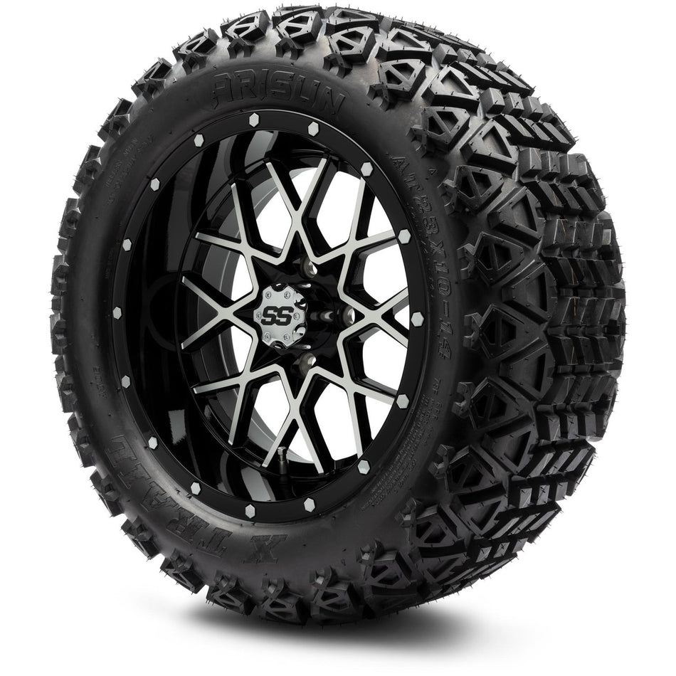 MODZ® 14" Vortex Machined Black Wheels & Off-Road Tires Combo