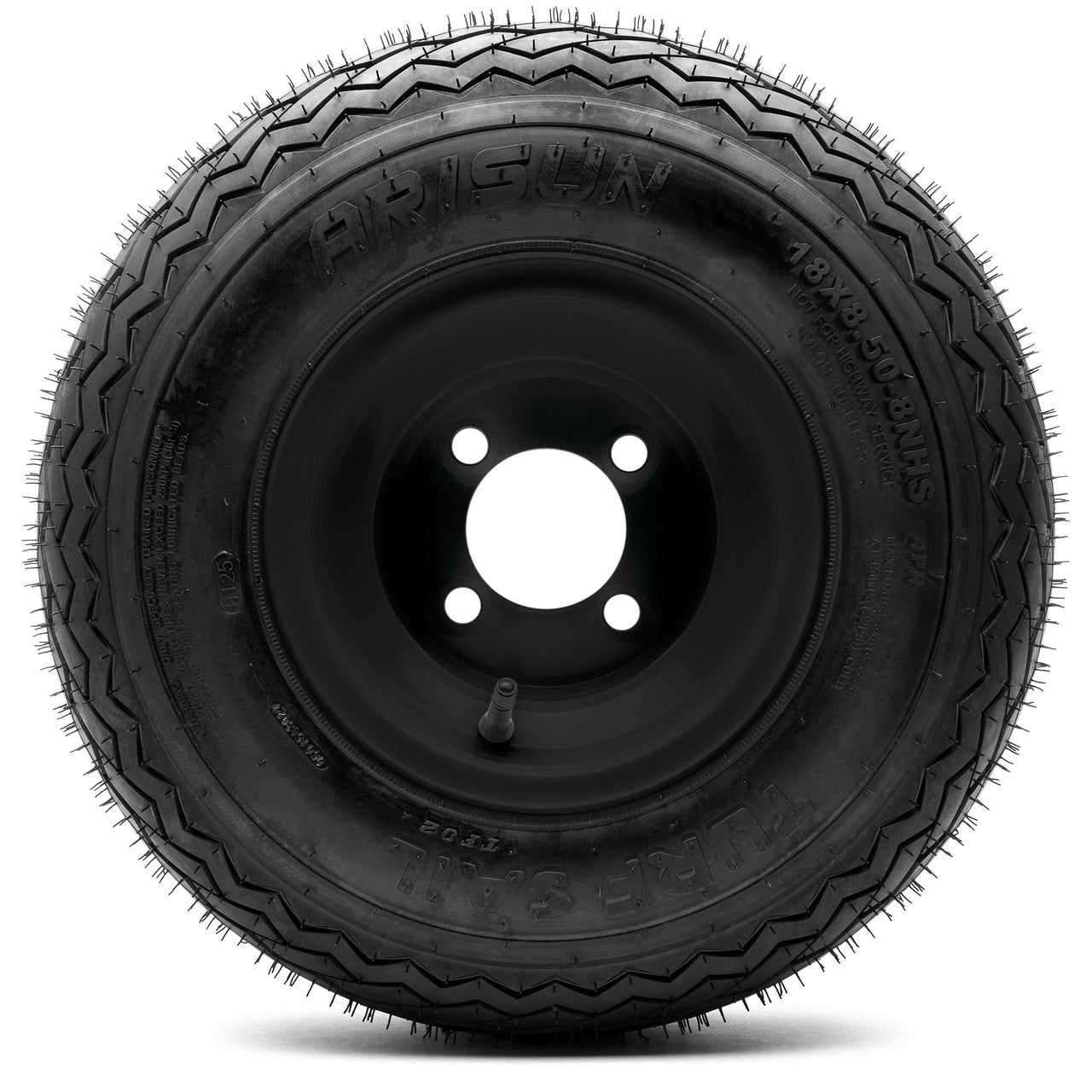 Arisun Turf Sail 18x8.5-8 Steel Wheel Matte Black Combo