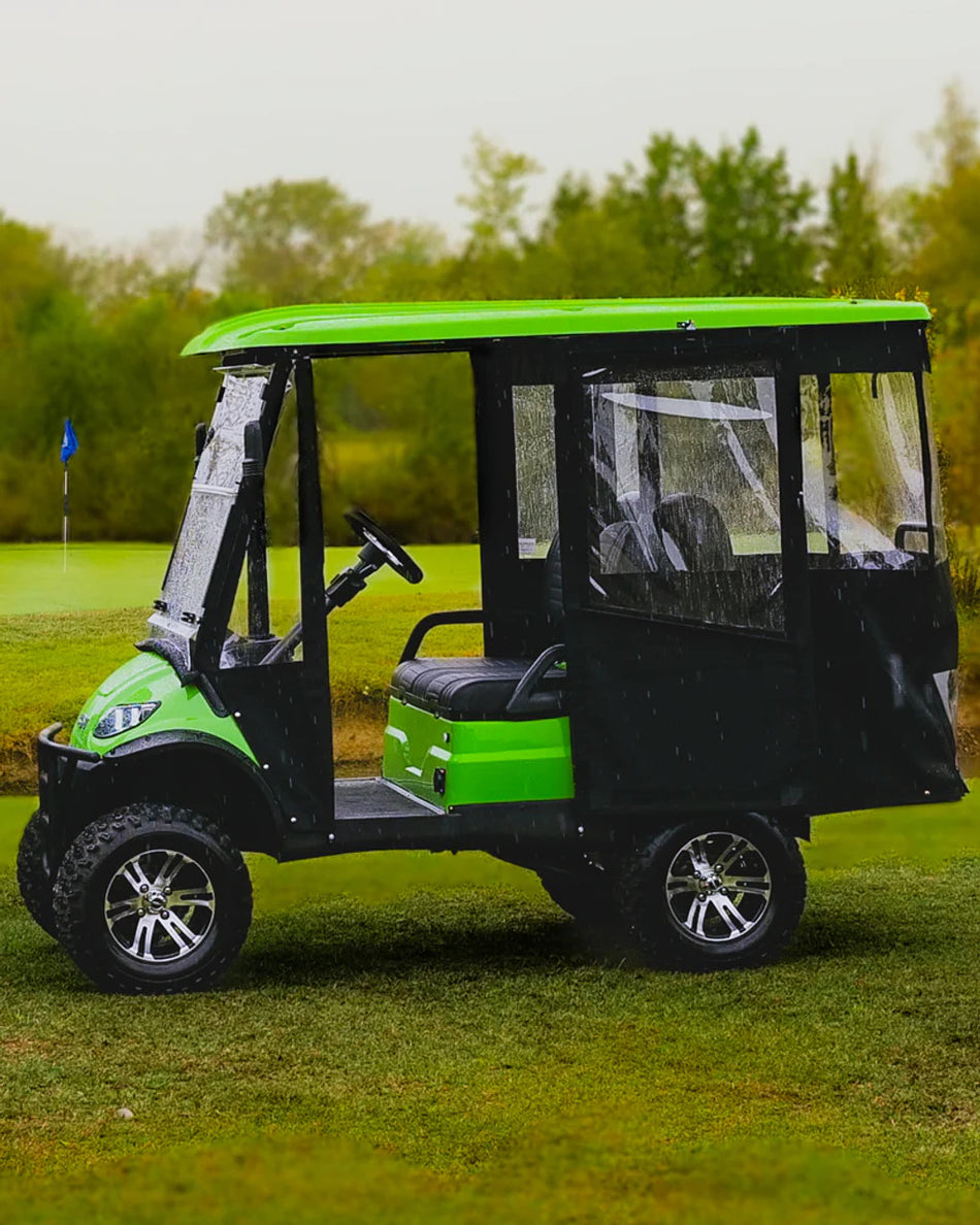 DoorWorks ICON i40 & i40L Golf Cart Enclosure Hinged Hard Door Cover in BLACK Sunbrella