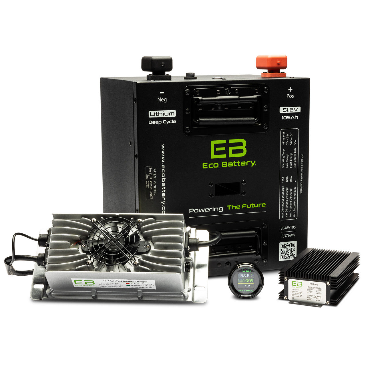 Eco Battery 48V - 105AH Gen3 Thru Hole Lithium Battery Combo - Choose Cart Model